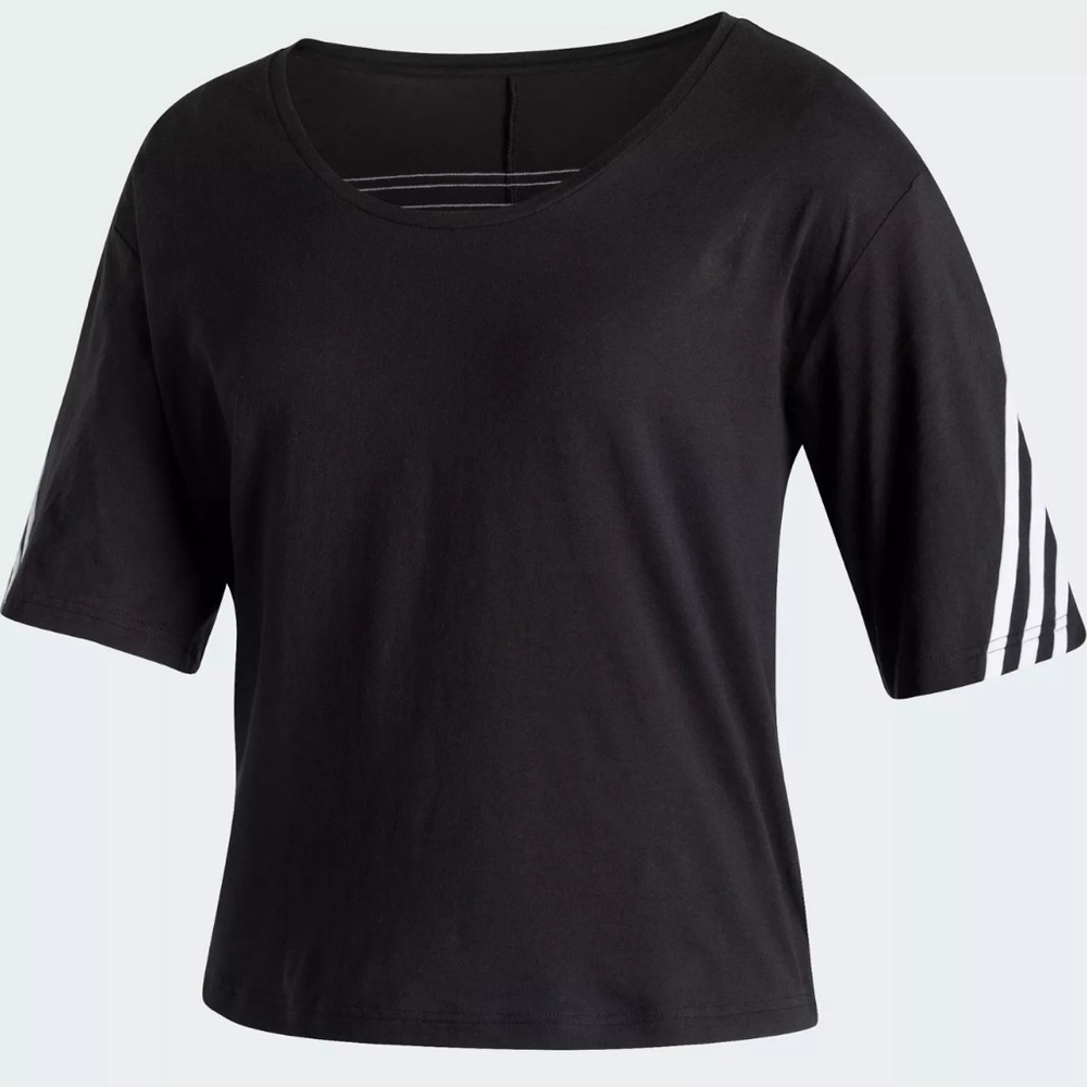 Adidas Women's Wide Neck Cropped T-Shirt, Black